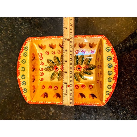 Italian ARS Hand Painted 9.5 Inch Tuscan Art Pottery Floral Footed Bowl - Picture 5 of 7